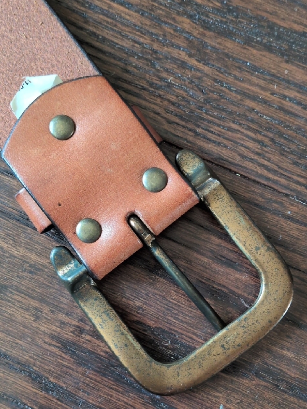 GAP I Vintage Cognac Brown Leather Belt with Red, Green & Black Diamond Belt, M - Picture 6 of 16